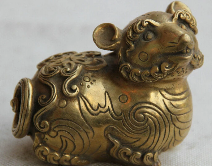 

830++Chinese Folk Fengshui Brass Zodic Year Sheep Animal Auspicious Statue Sculpture