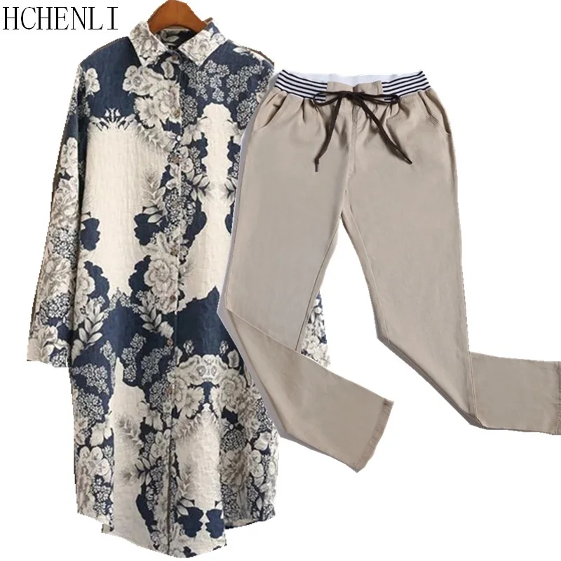 HCHENLI 2017 Women Fashion 2 Piece Clothing Sets Flower