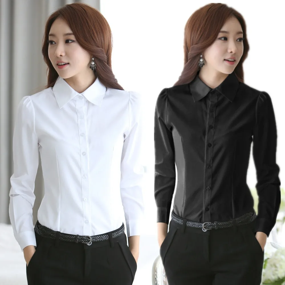 women White work blouses or shirt wear Long Sleeve Tops Slim Women's