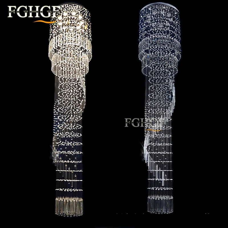 

Modern Crystal Chandelier Light Lustres de cristal Chandeliers Lighting Long Stair Top K9 Crystal Lampadari Stage Lamp