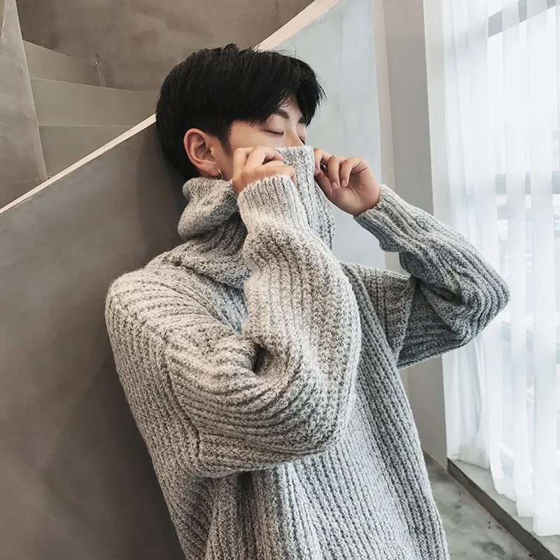 2018 осень и зима новый мужской чистый цвет свободный воротник вышивка длинный рукав Корейская версия тренд Джокер свитер