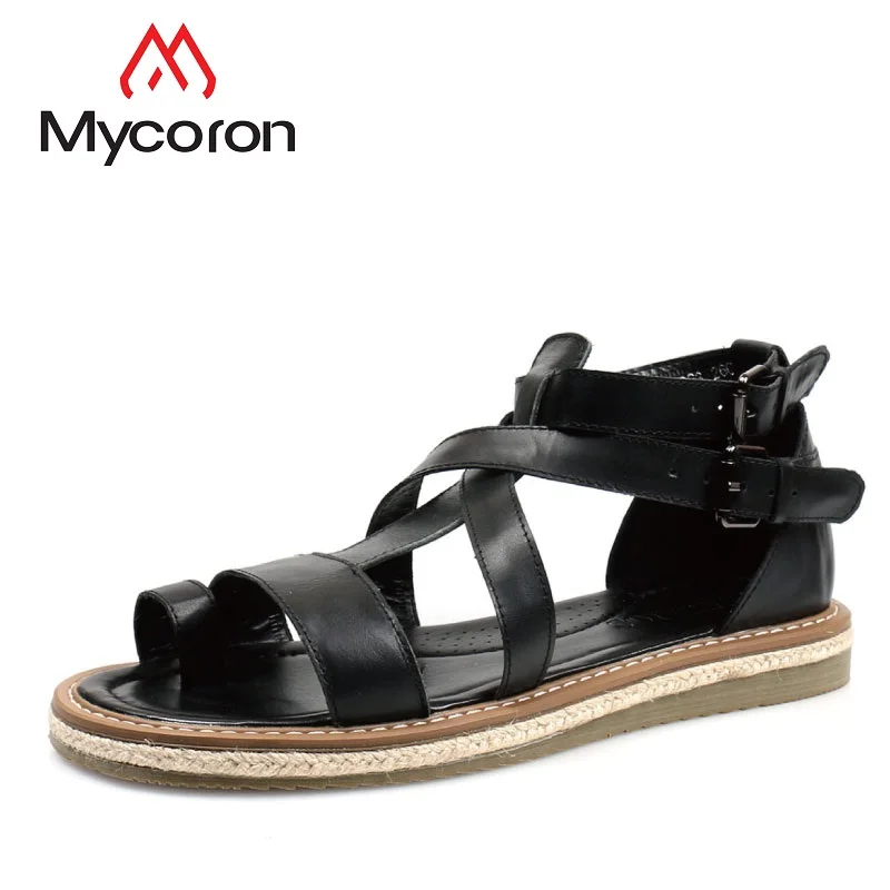 

MYCORON Outdoors Men Sandals Leather Luxury Designers Men Comfortable Flats Sandals Brand Men Casual Shoes Men'S Sepatu Pria