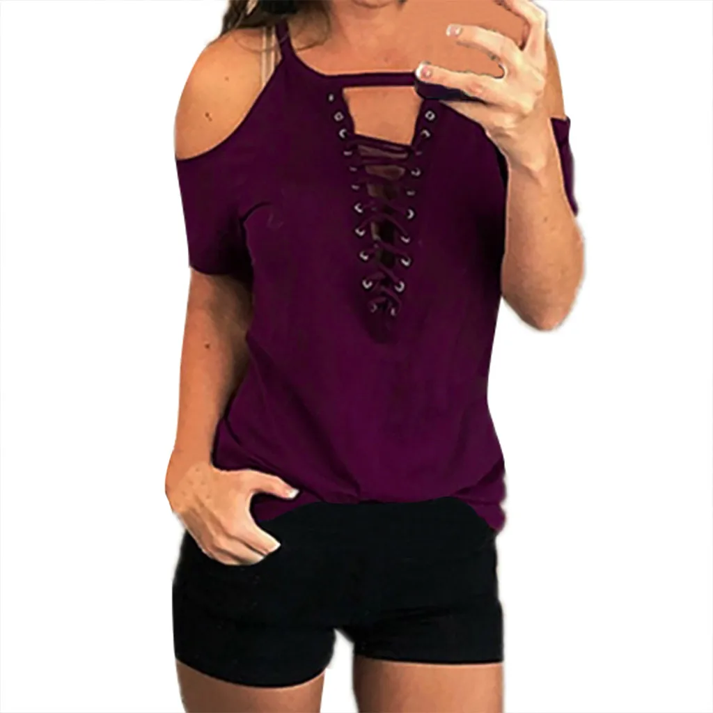 Женская летняя сексуальная однотонная красная синяя зеленая рубашка с открытыми