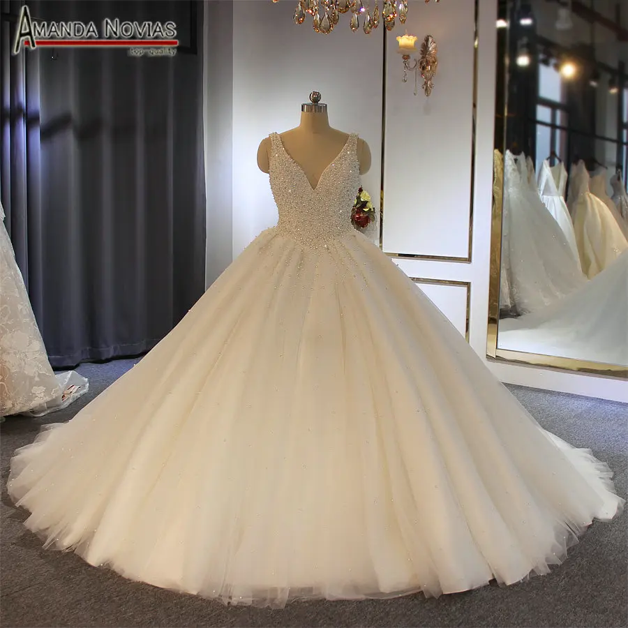 

full pearls wedding dress customer order bridal dress