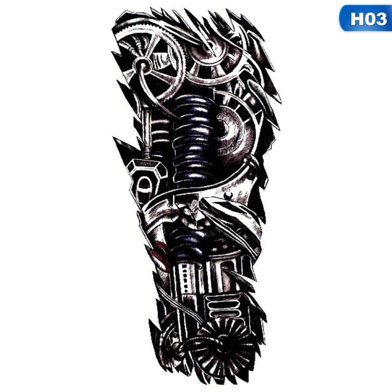 Временные татуировки рукава дизайн полная рука водостойкие татуировки для крутых мужчин женщин Переводные татуировки наклейки на тело искусство - Цвет: H03