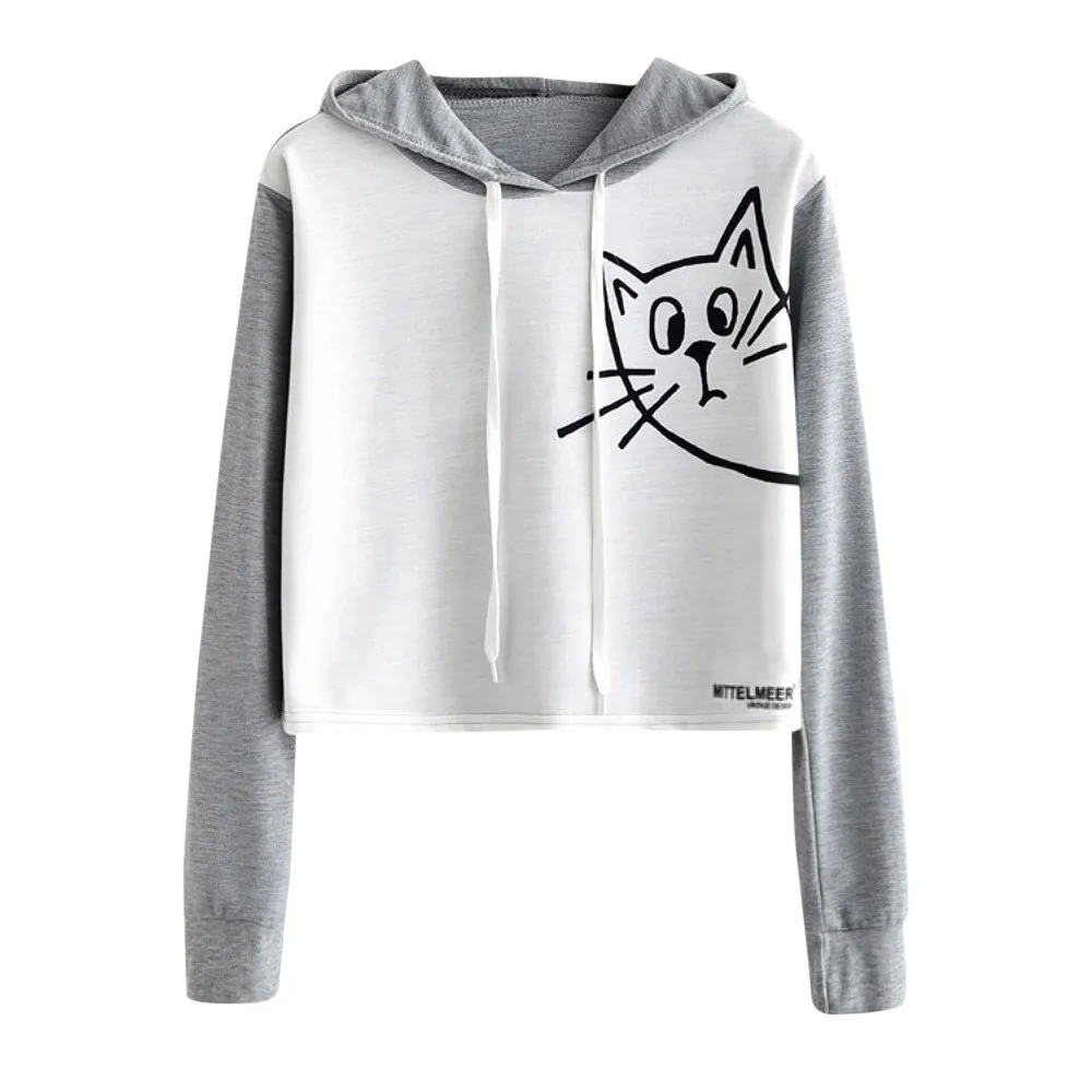 

KANCOOLD Hoodies Womens Casual Long Sleeve Cat Sweatshirt Hooded Pullover Tops Blouse Tops Blouse Dropshipping HX0723