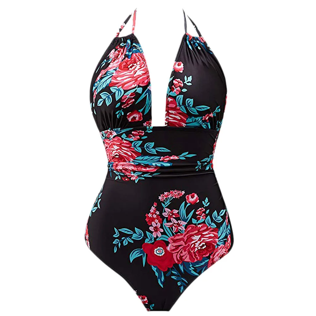 

Women's One Piece Swimsuit fused Swimwear Halter Backless Tummy Control Monokini Summer Bohemia Boho Beach Swimsuits badpak