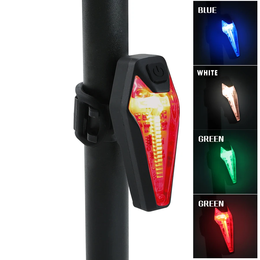 Rechargable Bicycle tail light Saddle Usb led Red Blue Green White 4
