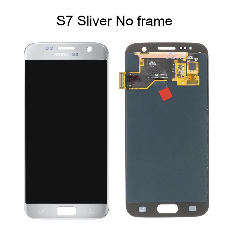 Высокое качество,, 5,1 '', ЖК-дисплей для SAMSUNG Galaxy S7, G930, G930F, кодирующий преобразователь сенсорного экрана в сборе с рамкой - Цвет: Silver No Frame