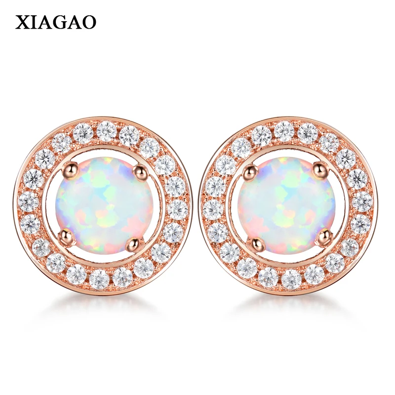 

XIAGAO Drop Shipping New Arrival Stud Earrings Opal AAA+ CZ Cubic Zircon Flower Stud Earrings for Women Wedding Jewelry XGE622