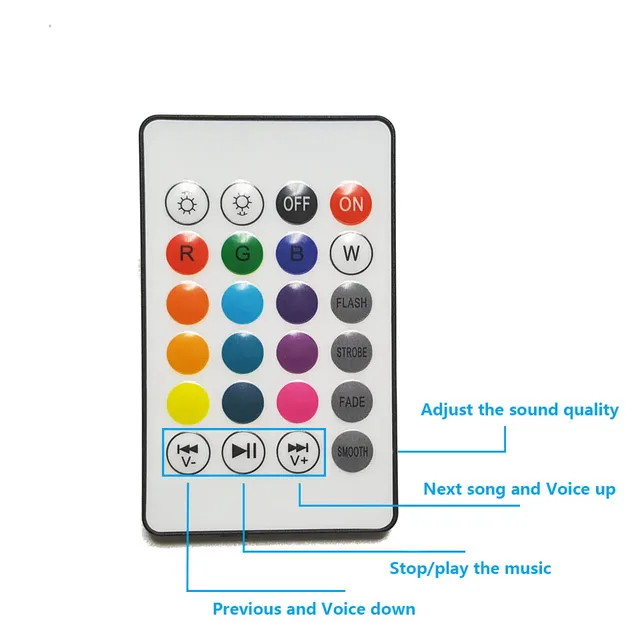 Wireless Bluetooth Speaker Bulb E27 Smart RGB RGBW Dimmable LED Music Player Audio Light Lamp with 24 Keys Remote Control