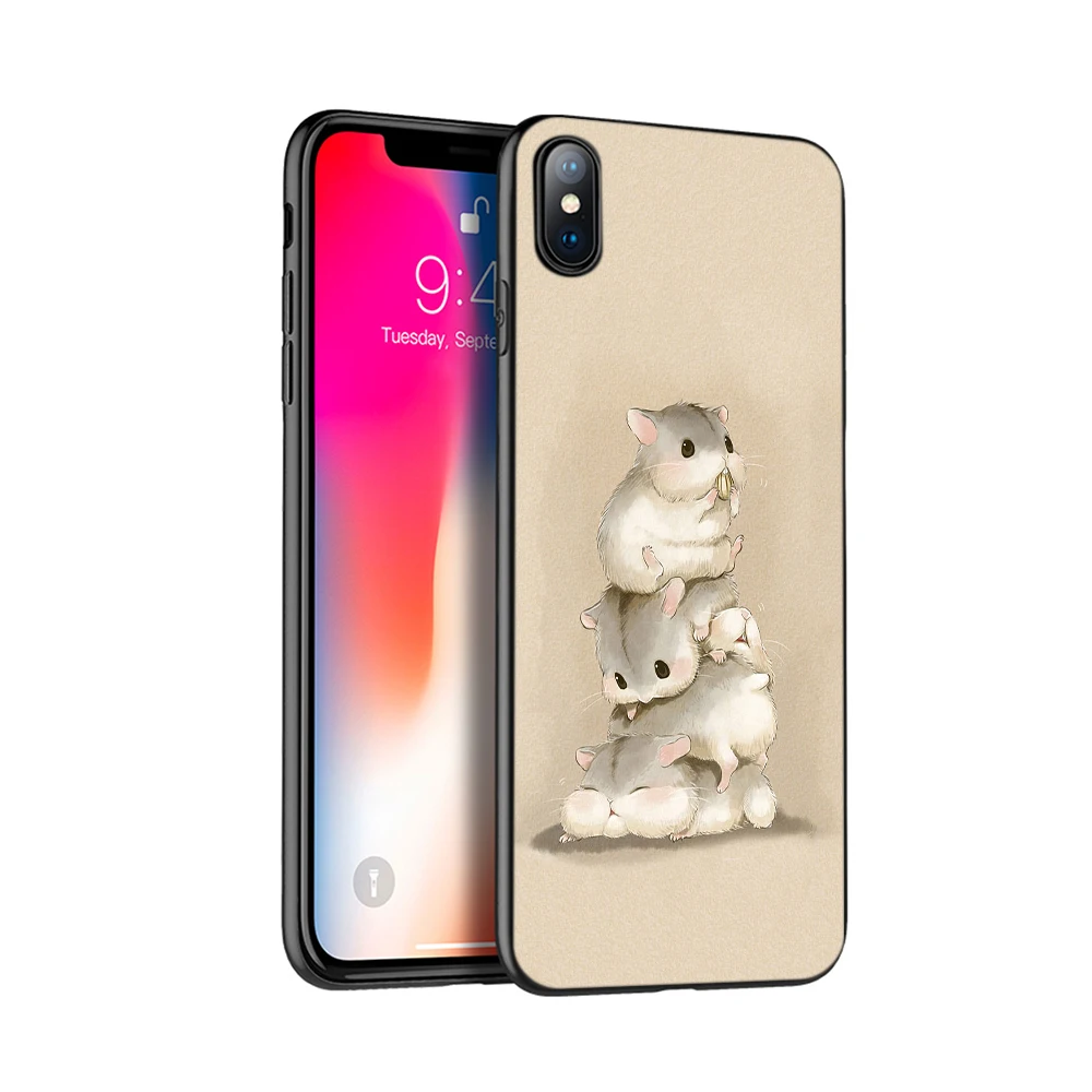 Черный чехол из ТПУ для iphone 5 5s SE 2020 6 6s 7 8 plus x 10 силиконовый XR XS 11 pro Max кролик мышь