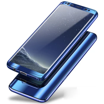 

360 Degree Shockproof Cases For Samsung Galaxy S8 Plus S8+ Phone Case For Samsung S8 S 8 Plating Mirror Full Cover + Glass film