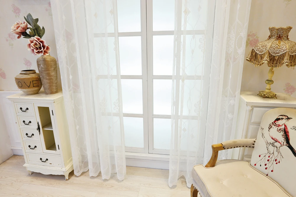 Modern Tulle Curtains for Living Room Kitchen Geometric Sheer Curtains for Bedroom Voile Curtains for Window Tulle Door A970 (12)