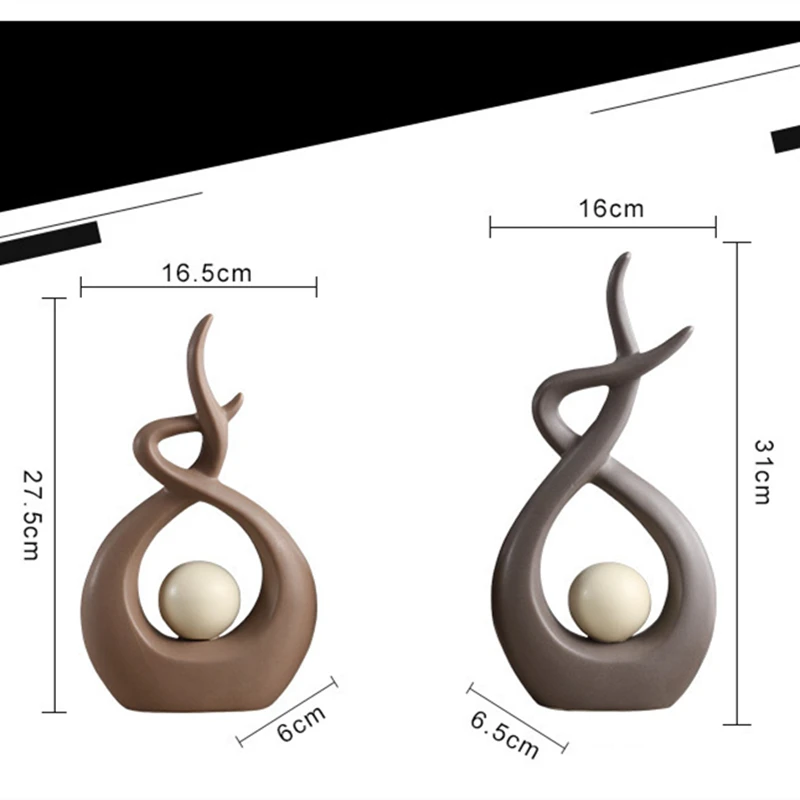 Cena VILEAD 27.5cm 31cm ceramiczne abstrakcyjne małe figurki kreatywny Nordic ozdoby półka na książki szafka TV salon ganek dekoracje
