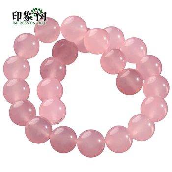 

4/6/8/10/12/14mm Natural Pink Chalcedony Jades Round Smooth Bead Pick Size Loose Bead Fit Necklace For DIY Jewelry Making 2015