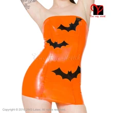 Сексуальный оранжевый карандаш летучие мыши латексное резиновое платье бандо бодикон Короткая мини-юбка Бюстье выше колена женский костюм пляжного типа больших размеров XXXL QZ-036