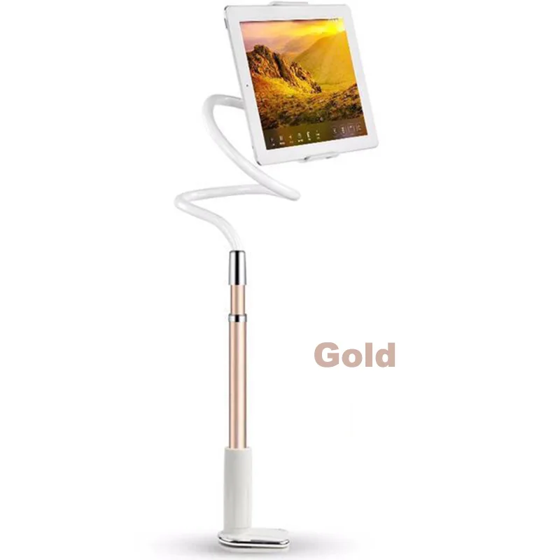 Arvin, длинная рука, гибкий Регулируемый держатель для планшета, подставка для Ipad Pro, Iphone X, samsung, 4-11 дюймов, ленивая кровать, стол, металлические подставки для планшетов - Цвет: Gold