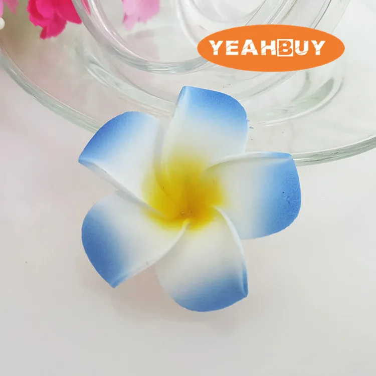 7C 100 шт 9 см Гавайский жасмин реального касания Искусственные из ПЭ цветок плюмерии diy свадебный аксессуар для волос вечерние украшения - Цвет: Синий