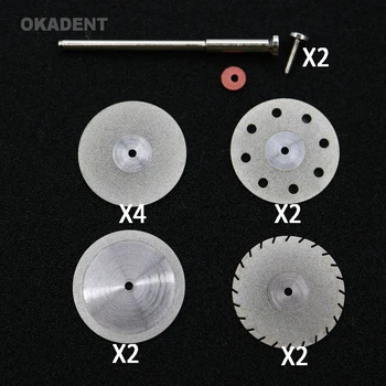 

10pcs Dental lab Diamond disc Double sided Fine grit cutting disc tool diameter 22mm thickness 0.20mm with 2pcs mandrels