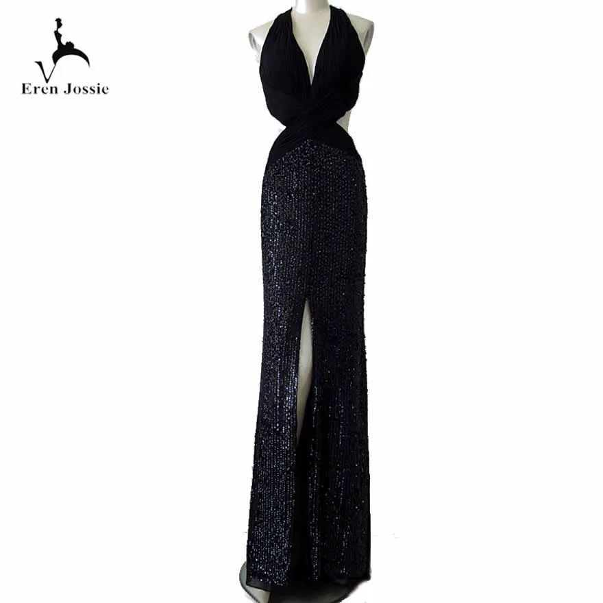 Eren Jossie 2019 Latest Fashion Attractive Sequined Evening Dress Sexy Open Back Exquisite Halter Design Vestido De Novia | Свадьбы и
