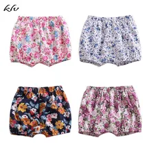 Новые летние шорты с цветочным принтом для малышей, детские штаны, шорты, хлопковая одежда для маленьких девочек, шорты с принтом