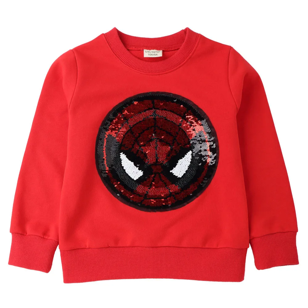 Детские свитшоты с пайетками «Человек-паук», «Капитан Америка», «Железный человек», детские пуловеры с длинными рукавами, топы, одежда - Цвет: 3
