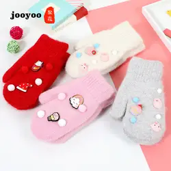 Лидер продаж, новые зимние теплые перчатки для студентов с имитацией кроличьей шерсти, Детские Зимние перчатки Jooyoo