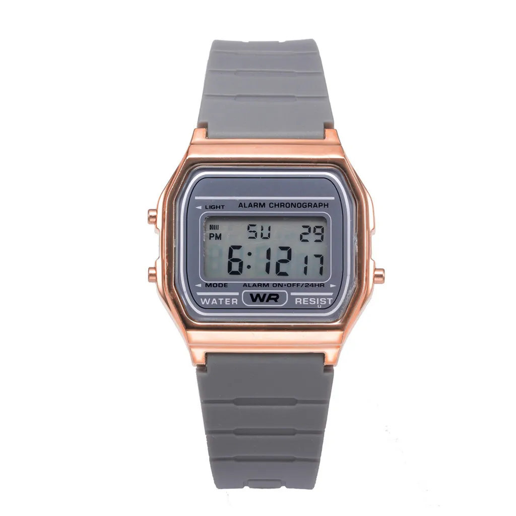 New Fashion gold silver Silicone Couple Watch digital watch square military men women dress sports watches watch A4