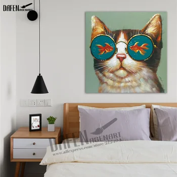 

Modern 100% Cat Hand painted Oil Paintings Cartoon Wall Art canvas painting poster animal oil painting wall picture poster