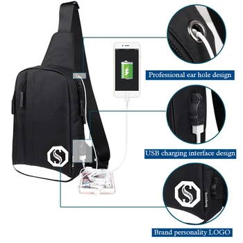 

2020 Quality Oxford Chest Pack Men USB Charging Messenger Bagss Casual Sling Bags Men Small Crossbody Bags Daypack