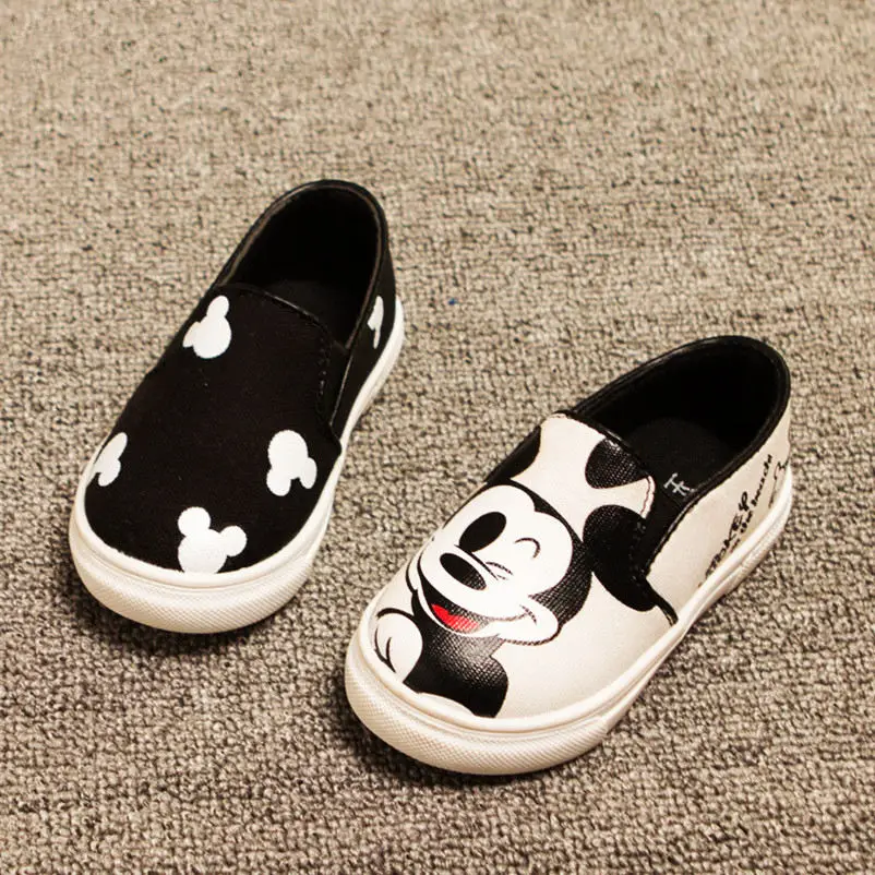 2016 Spring/Summer 2 Colors Baby Girls Boys flat shoes Anime Cartoon Mickey Children Sneakers Kids Canvas Casual Shoes