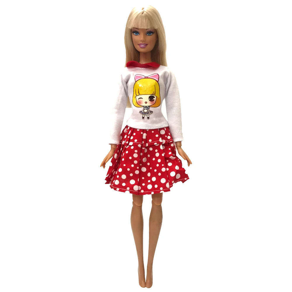 

NK One Set Doll Clothes White dots skirt Beautiful Sorts Handmade Fashion Party Dress For Barbie Doll Best Girl's Gift Kid's Toy