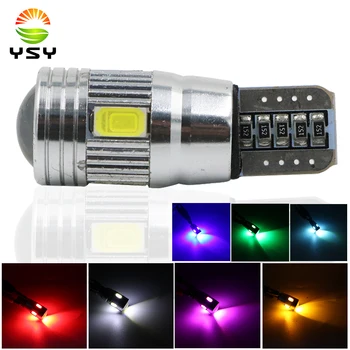 

YSY 50pcs T10 Canbus 6SMD 5630 5730 FREE ERROR Auto LED BULB Lamp W5W Canbus Interior Light With Projector Lens 168 192 921 W5W