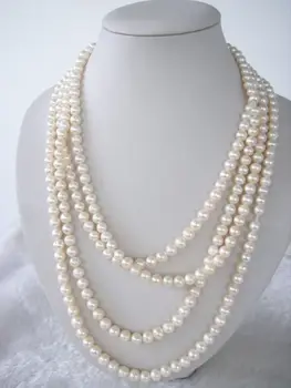 

shipping> >>> 7-8mm White Akoya Cultured Pearl Necklace 65"