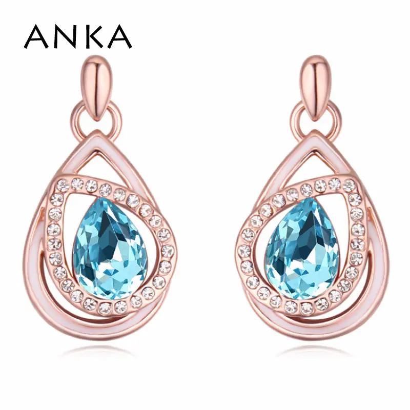 

ANKA brand earrings geometric crystal charm water earrings 3 colors for women jewelry gift Crystals from Austria #116333