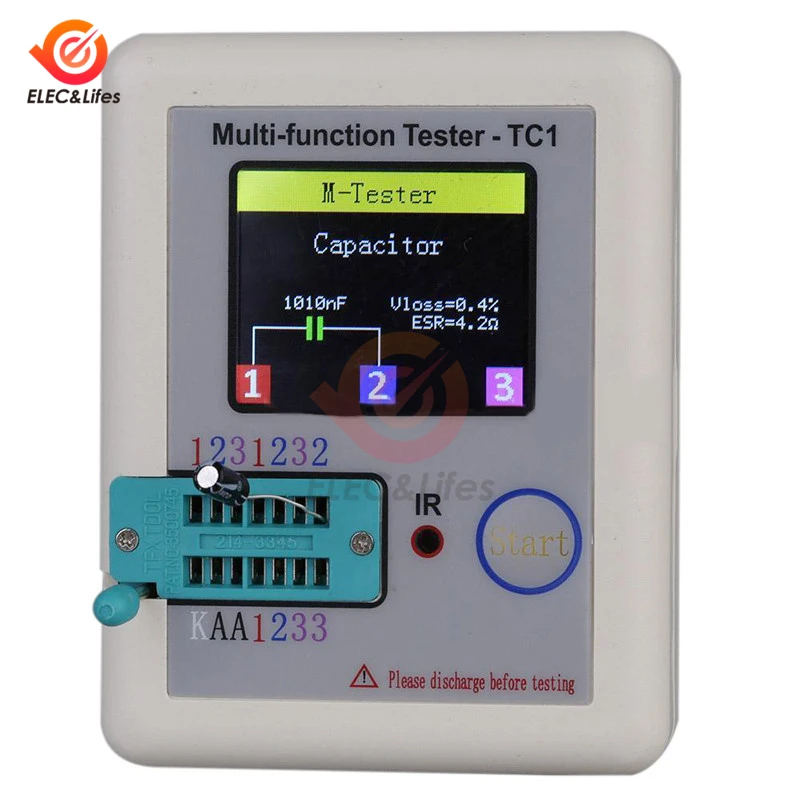 LCR-TC1 160*128 TFT LCD Color Display Graphic PNP NPN ESR Transistor Tester Multimeter Diode Triode Capacitance Meter Resistor 5