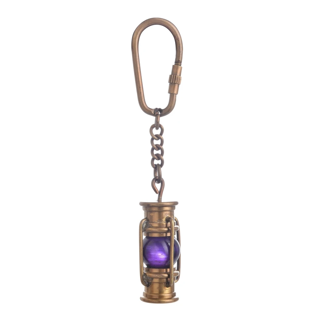 Nautical Brass Lamp Keychain Antique Lantern Keyring Sailor Captain Gift