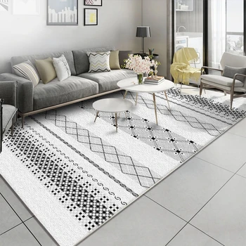 

Nordic Simple Geometric Pattern Rugs Carpets For Living Room Bedroom Area Rugs Gray White Sofa Table Chair Anti-Slip Floor Mats