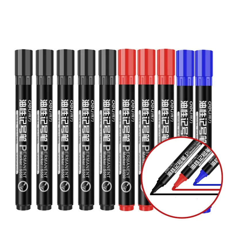 Waterproof Oil Based Marker Pen Permanent Marker Pen Dry Easy Black Red