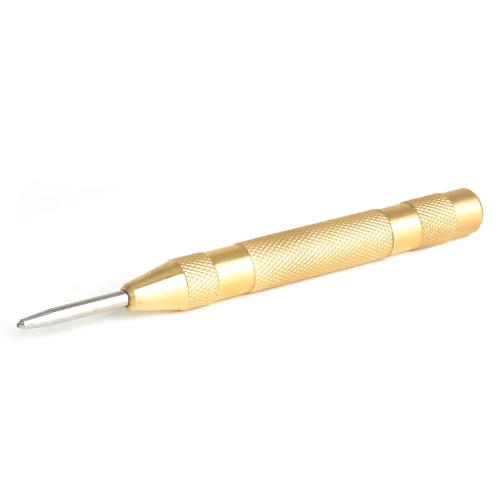 

2018 Hot Brass Yellow Automatic Center Punch Spring Loaded Chrome Rivet Screw Auto Mark Hole Length 127mm