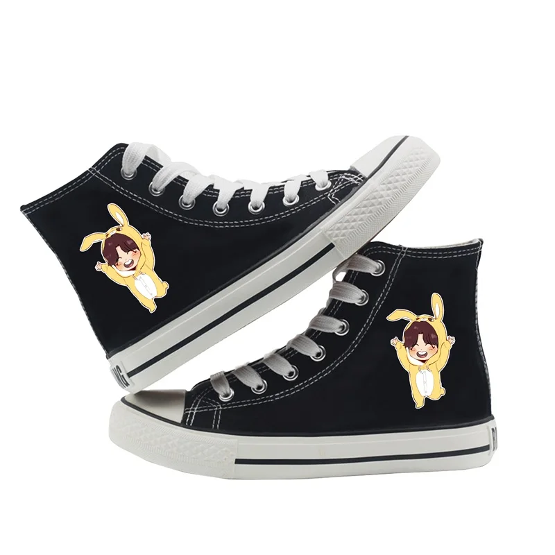 

Bangtan Boys Printed Illustration High Top Double-layer Canvas Sneakers College Fashion Unisex Plimsoll Shoe A19581