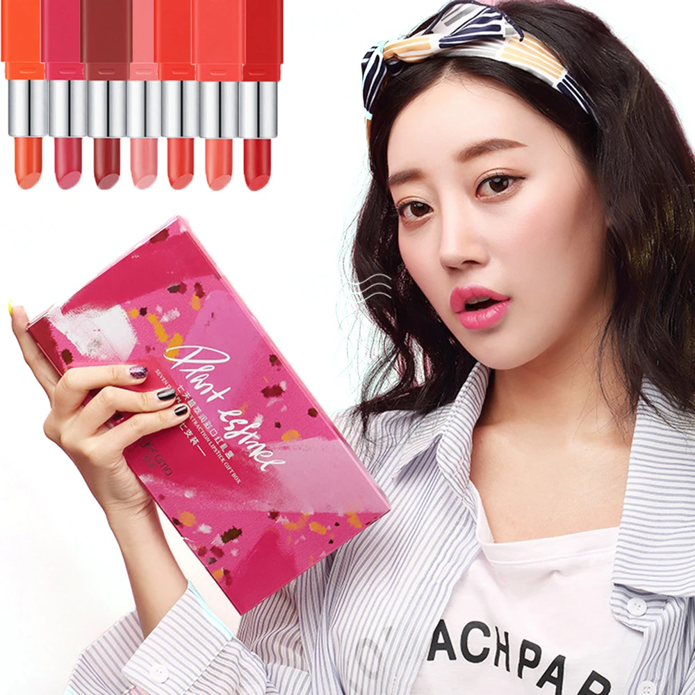 

7pcs/set Matte Lipstick Set Multicolor Lipstick Box Waterproof Long Lasting Non-marking Moisturizing Lips Makeup TSLM2