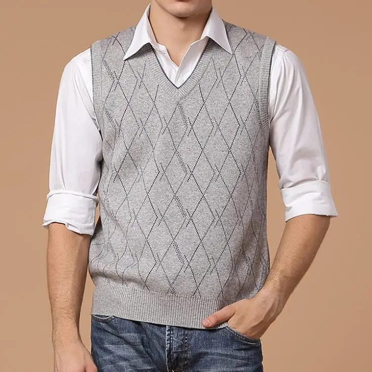 Free Shipping Men's 2014 New Business Men V Neck Wool Vest