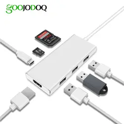 GOOJODOQ Тип usb C концентратор HDMI 4 К адаптер для Macbook ProThunderbolt 3, 3 USB 3,0 Порты SD/TF Card Reader USB-C Мощность доставки