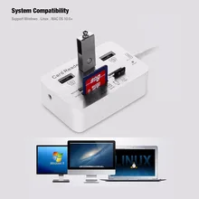Leadzoe Multi-funciion 3-Port USB 3.0 Hub with SDHC / TF / MS DUO / M2 Card Reader 7 Slots USB Combo Adapter