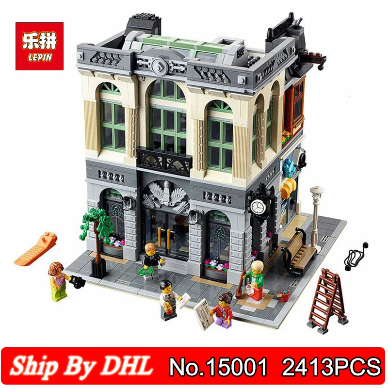 

Lepin 15001 City Street View Swiss Bank Model Building Block 2413PCS Children Education Toys Compatible Legoinglys 10251