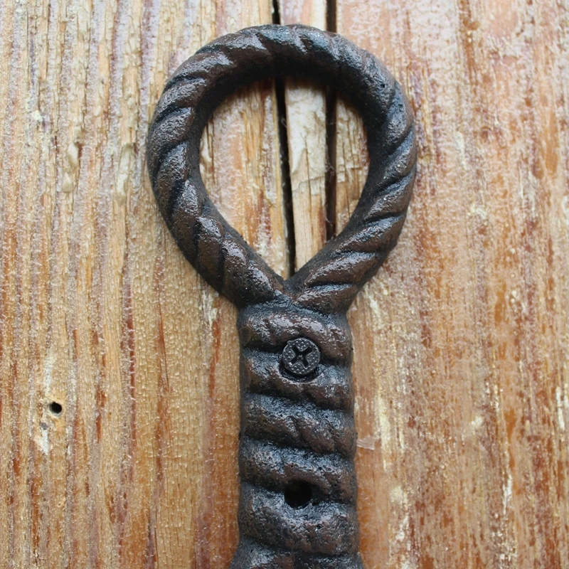 10 Cast Iron Rope Knot Wall Hook Creative Brown Antique Metal Coat Hanger  Holder Wall Mount Home Farm Ranch Cottage Decoration