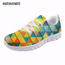 Instantarts Ретро решетки печатных Для женщин без каблука Обувь модный бренд Дизайн Air Mesh Sneaker Обувь стильный свет Вес Туфли без каблуков женские