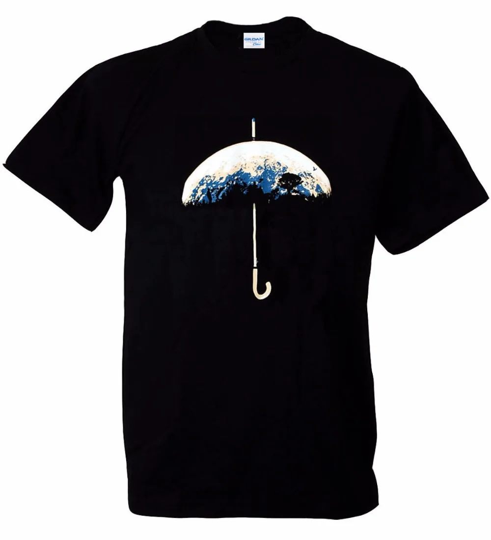 

2018 Summer New Men'S Fashion Brands Fashion T Shirts Banksy Umbrella Earth Nature Indie Design Man Tee Shirt 80S T Shirts